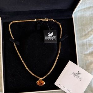 Swarovski Amber Colored Crystal Pendant Necklace